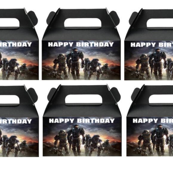 Video Game Theme Birthday Party Favor Boxes, Happy Birthday Design, Black - Picture 4 of 4